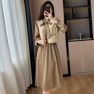 2025 French Vintage Two-Piece Dress Set for Women Slimming Preppy Style Vest and Skirt