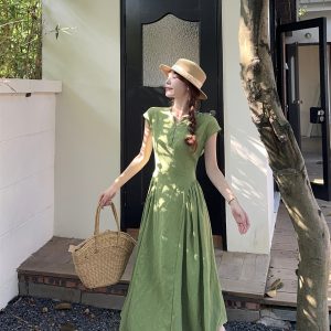 Women's Sleeveless A-Line Jacquard Embroidered Dress